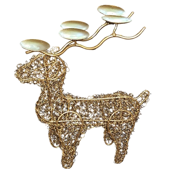 Christmas Reindeer wire sparkling tea light holds 5 lights - Picture 3 of 8